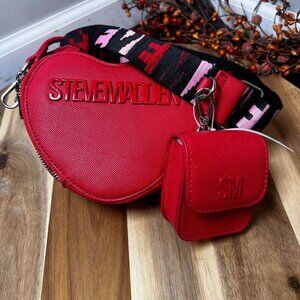 Steve Madden Allie Heart Charm Crossbody Bag w/ Detachable Pouch Lipstick Red